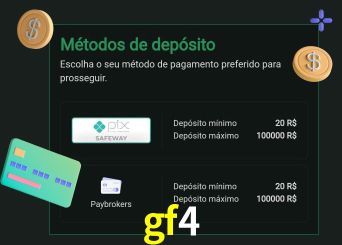 O cassino gf4 oferece uma grande variedade de métodos de pagamento